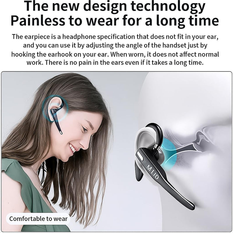 Bluetooth 5.3 Single‑Ear Headset with ENC Microphone & IPX7 Waterproof – 50 Hour Battery (8 h + Charging Case), Hands‑Free Wireless Earpiece for Driving, Office & PC