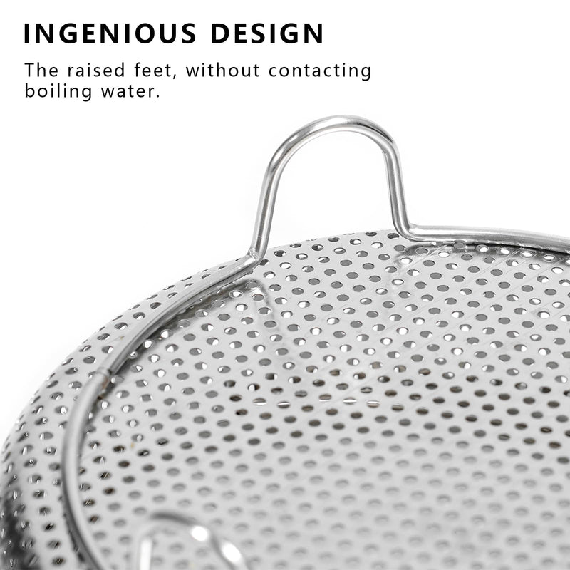 Stainless Steel Steamer Basket - Vegetable & Dumpling Steamer Insert for Pots, Instant Pot Accessories with Handles & Feet, Multi-Purpose Mesh Strainer for Cooking, Fruits (Silvery, Large) Silvery