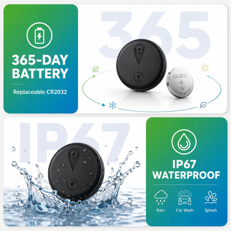 GPS Tracker for Vehicles, Mini Hidden Magnetic Car Locator with Real-Time Tracking, Works with Apple Find My, No Monthly Fee or SIM Card, IP67 Waterproof, 365-Day Battery, iOS Only, Black | GPS Tracker for Vehicles
