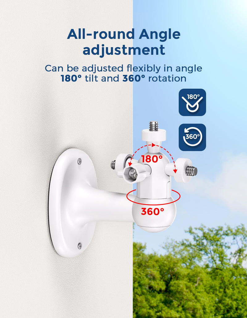 2-Pack Ring Camera Wall Mount, 360° Adjustable Indoor Outdoor Security Camera Bracket Compatible with Ring Spotlight Cam Plus/Pro/Battery & Stick Up Cam for Wider Coverage and Flexible Viewing White