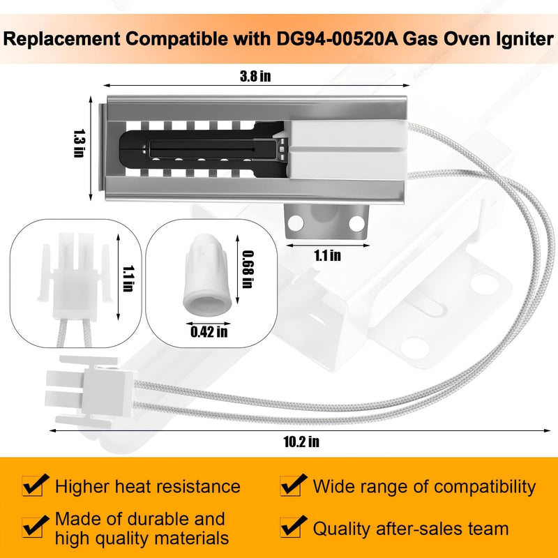 Gas Range Oven Ignitor Replacement Range Oven Temperature Sensor Probe Compatible with Samsung and LG DG94-00520A DG32-00002B EBG61305805 2692271 AP5577941 EAP4241428 PS4241428