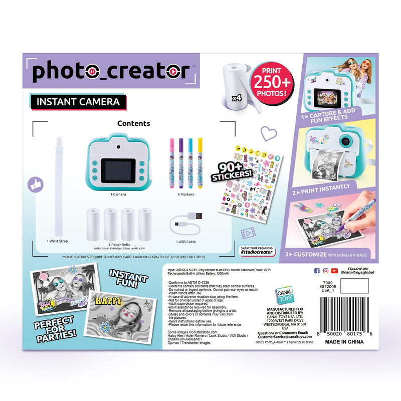 Canal Toys Photo Creator Instant Print Camera – Photo, Selfie and Video – Thermal Paper for 250 Photos – LCD Screen. 8+ Insta Camera