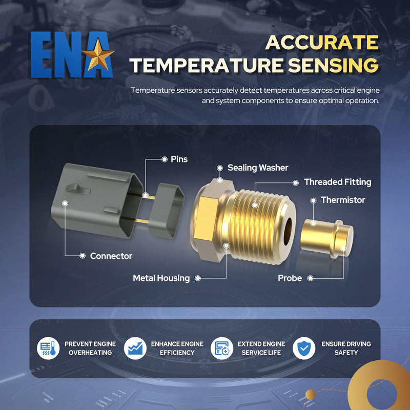 ENA Engine Coolant Temperature Sensor Compatible with Chevy Chevrolet GMC Cadillac Silverado 1500 2500 HD Sierra 1500 Camaro CT5 2.8L 3.0L 6.2L l4 V6 V8 2016 2017 2018 2019 2020 Replaces TX247