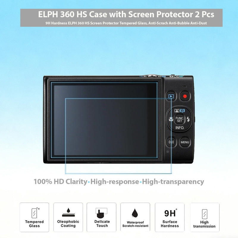 Camera Case for Canon PowerShot ELPH 360 HS/IXY 650 - Brown | Soft Silicone Protective Case, Lightweight, Anti-Scratch with Removable Lens Cover, 2 Screen Protector, 1 Wrist Strap