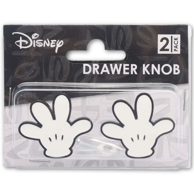 Open Road Brands Disney Mickey Mouse Hands Metal Knobs - Fun Mickey Mouse Knobs for Dresser or Cabinet - Pack of 2 White