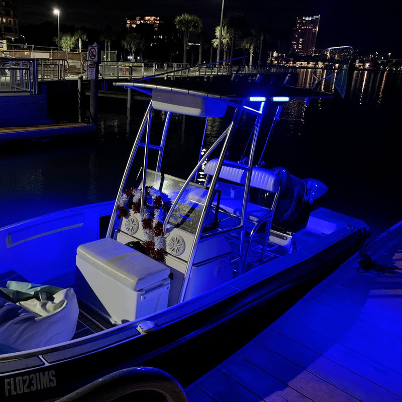 Nilight Marine LED Pods Navigation Lights 2PCS 54W Blue White Flood Beam Ponton Boat Deck Dock Lighting for Night Fishing T-top Stern Yacht Kayak Port Sailboat Trucks Tractors White/Blue 2Pcs