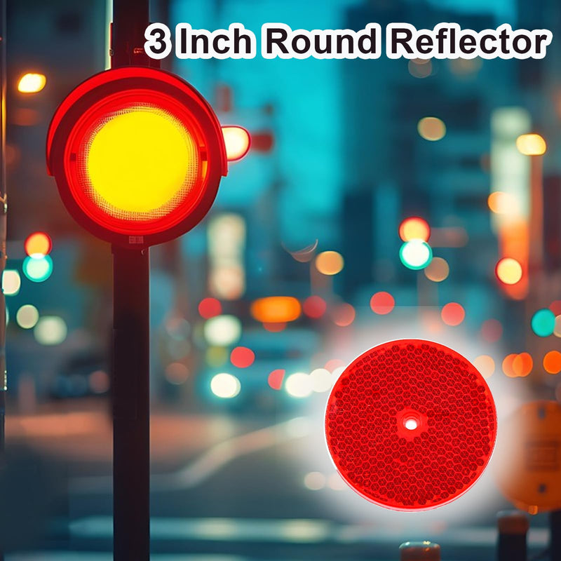 smseace 12pcs Safety Reflectors Red Round Reflectors 3inch with Stainless Steel Screw Used for Mailboxes,Driveway,Tunnels,Post,Cars,Trailer Reflector Round-6pcs