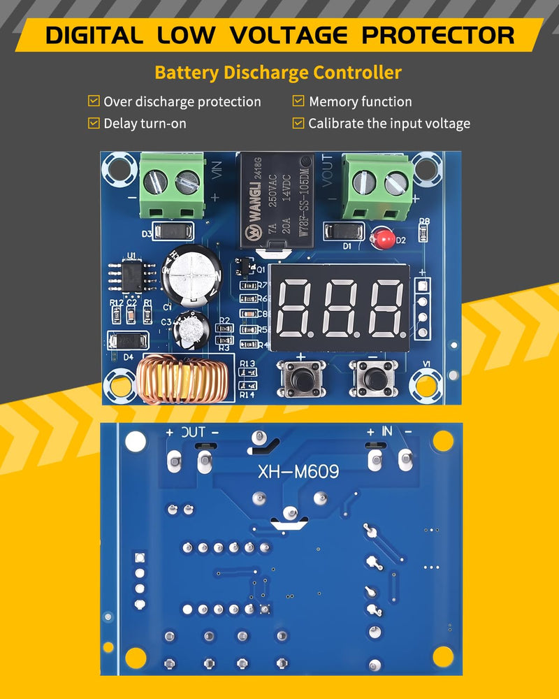 8PCS 12V-36V DC Voltage Protection Module Digital Low Voltage Protector Disconnect Switch Over Discharge Protection Module 8PCS