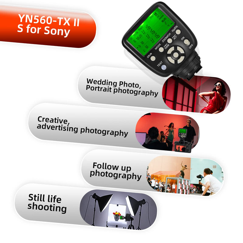 Yongnuo YN560-TX II S Wireless Flash Trigger for Sony Cameras, Controller Trasmitter for Yongnuo YN-560III YN560 IV Flash Speedlite YN560-TX II for Sony
