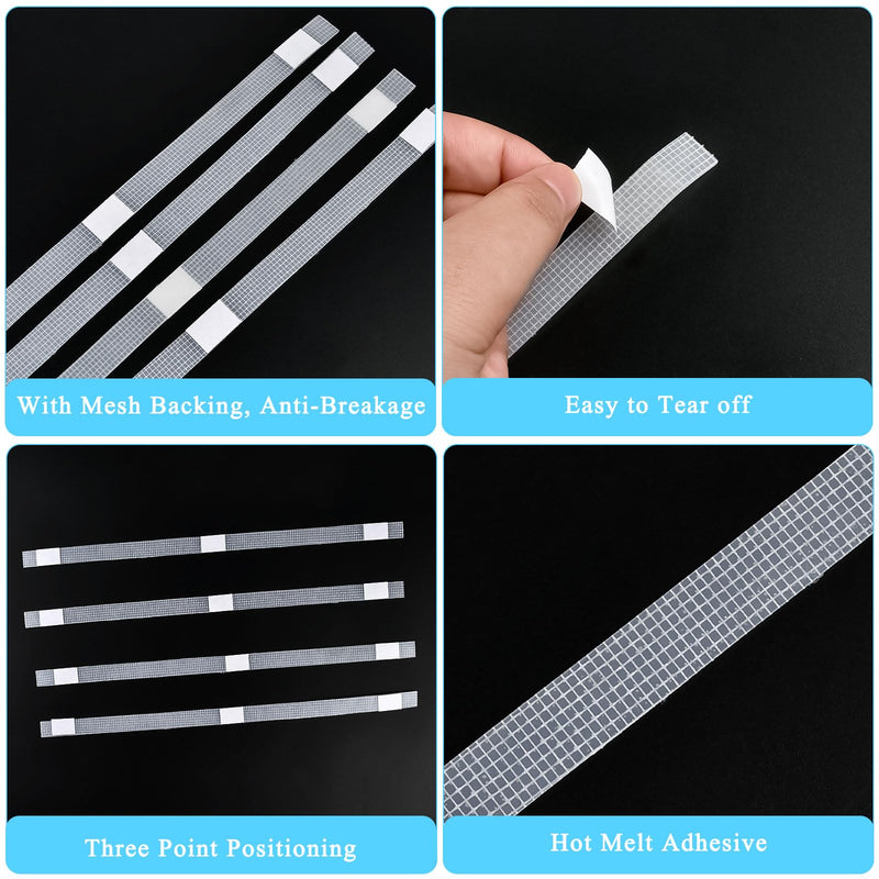 Supkiir 60Pcs Thermal Glue Strips With Mesh Backing, 0.47inch/12mm for Book Binding Repair, Hot Melt Adhesive With 86-100 Sheet Capacity