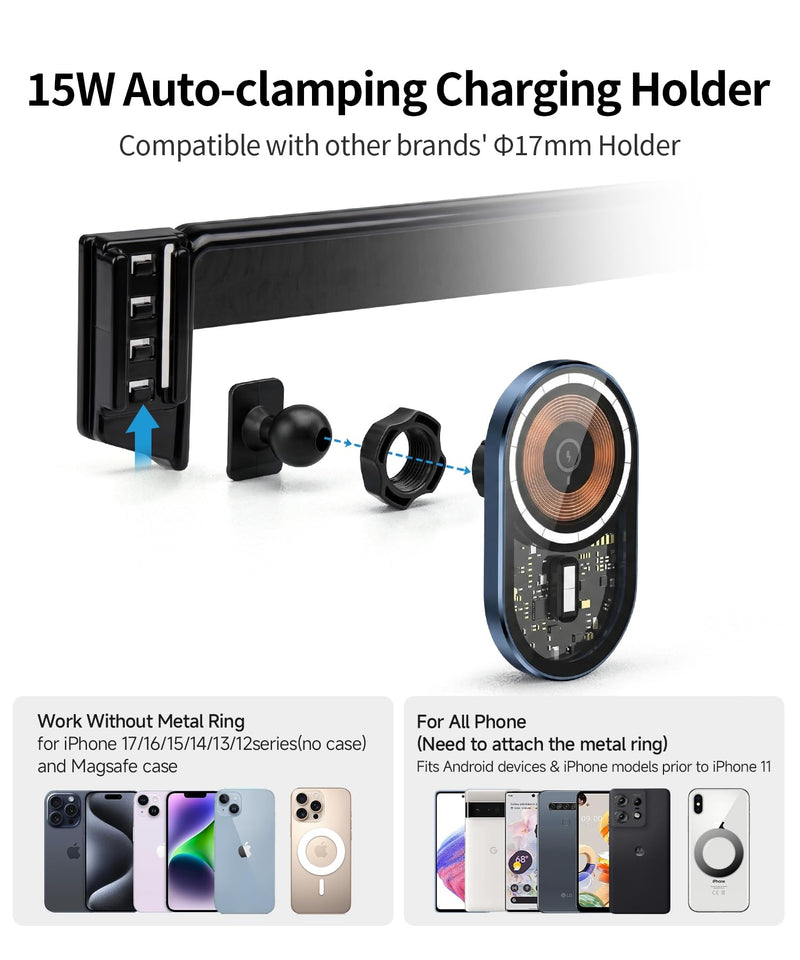 Wireless Charging Car Phone Holder for Toyota Avalon 2019-2022, 9" Screen | Magsafe Accessories Fast Charging Magnetic Cell Phone Holder Clip Compatible with iPhone Android, 3D Fit Vehicle Phone Stand