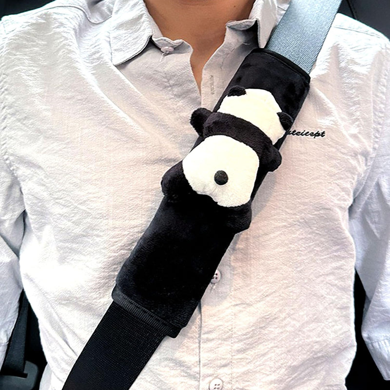 8 Pcs Cute Panda Steering Wheel Cover Set for Women Girl,Anti-Slip Lovely Cartoon Car Wheel Protector Universal 15 Inch Fit for Vehicle, Car, Auto, SUV (Black White) Black White