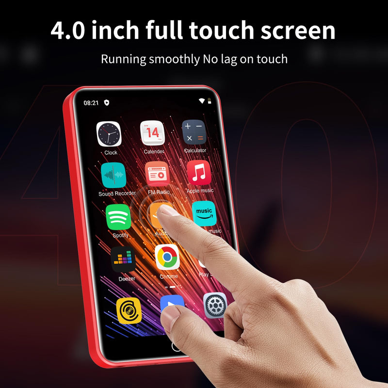 80GB MP3 Player with Bluetooth and WiFi, ZAQE Android OS, 4" Touch Screen Spotify Music&Video Player, Built-in Speaker, FM Radio, MP4 Player for Kids