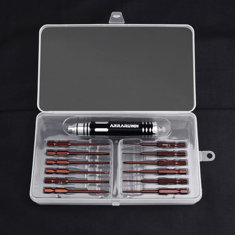 Hex Screwdrivers Set 12 in 1 RC Hobby Tools Kit S2 Steel Tool for RC Car Model Drone Airplane Robotics Helicopter Quadcopter Boat FPV Home Appliances Repair Brown
