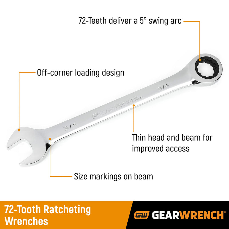 GEARWRENCH 12 Pt. Ratcheting Combination Wrench, 30mm - 9130D