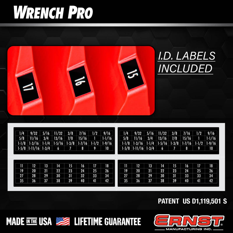 Ernst Manufacturing Wrench Pro - Modular Wrench Organizer for 40 Tools with Magnetic Base (Green) Patented - Made in the USA Green