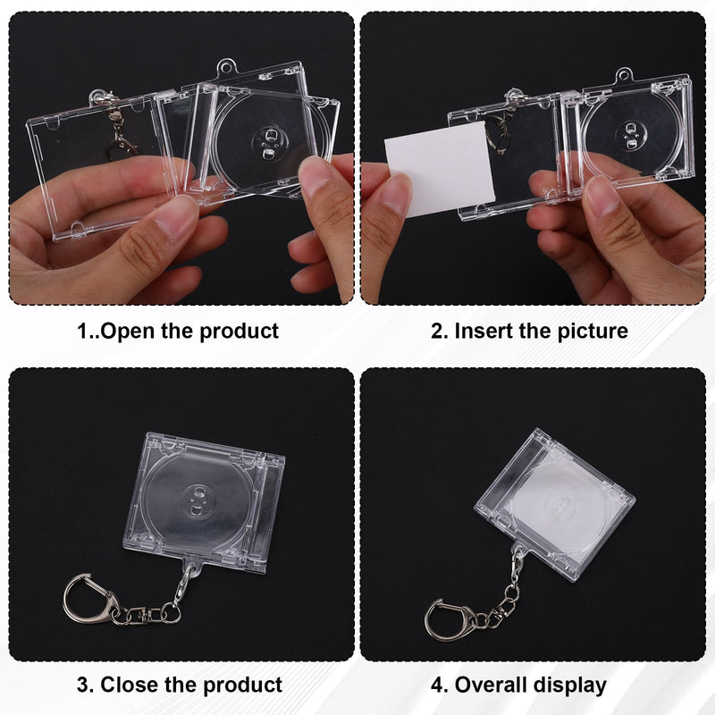 20 Pcs Mini CD Keychain Album Cases – Keychain Case with Lobster Claw Clasp, CD Keychain Bulk Set for Music Lovers, Perfect DIY Backpack Hanging Decor, Gifts