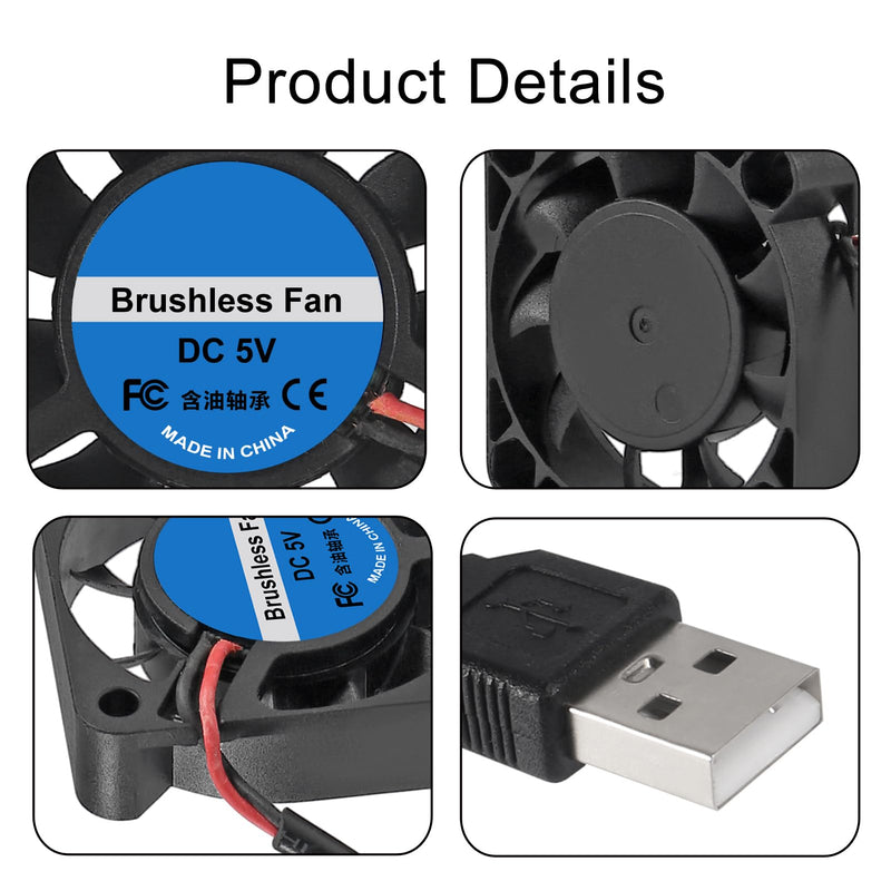 4pcs 40mm USB Brushless Cooling Fan 40mm x10mm DC 5V Quiet Cooling Fan 4010 Mini Computer Fan for Small Appliances Series Replacement 4010 5V USB