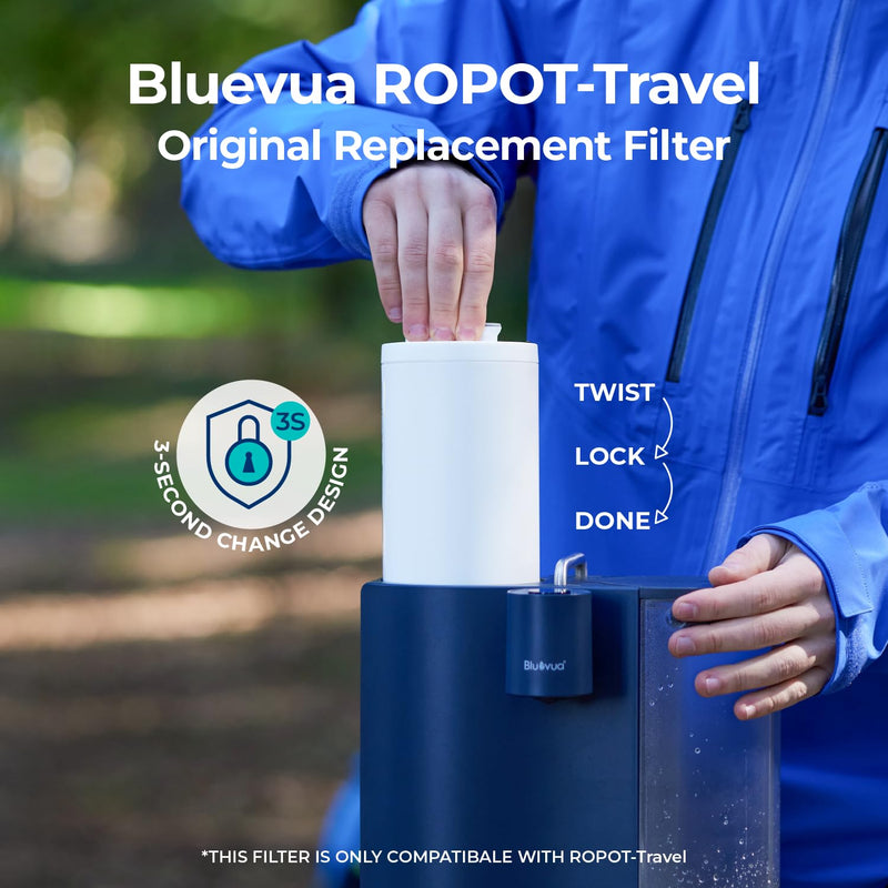 Bluevua Official 5-IN-1 RO Filter, Replacement for RO100ROPOT-Travel Countertop Reverse Osmosis System, 6 Months Lifetime