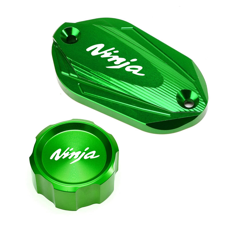 Compatible with Ninja 500 2025 Ninja 500SE 2024 Ninja 400 ninja400 2018-2024 CNC Motorcycle Rear and Front Brake Fluid Reservoir Cover Cap