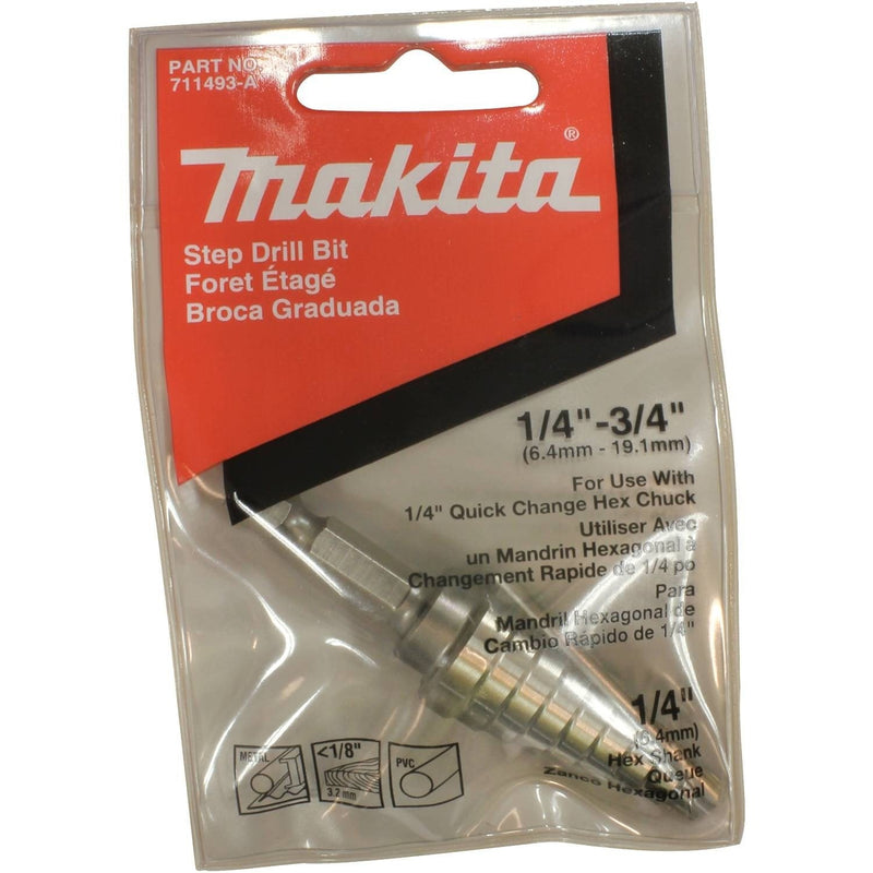 Makita 711493-A High Speed Steel Step Drill Bit, 1/4-to-3/4-Inch