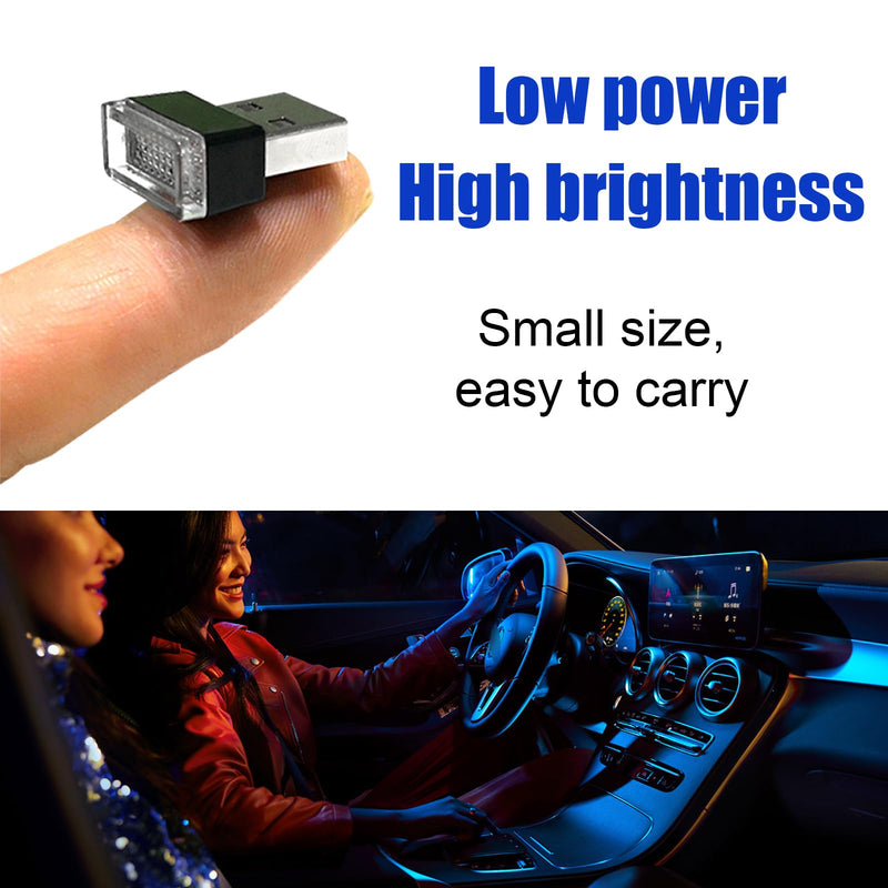 2 PCS USB LED Car Interior Atmosphere Lamp, Portable Mini LED Night Light, Plug-in USB Interface Trunk Ambient Lighting Kit, Universal Interior Car Accessories (Purple) Purple