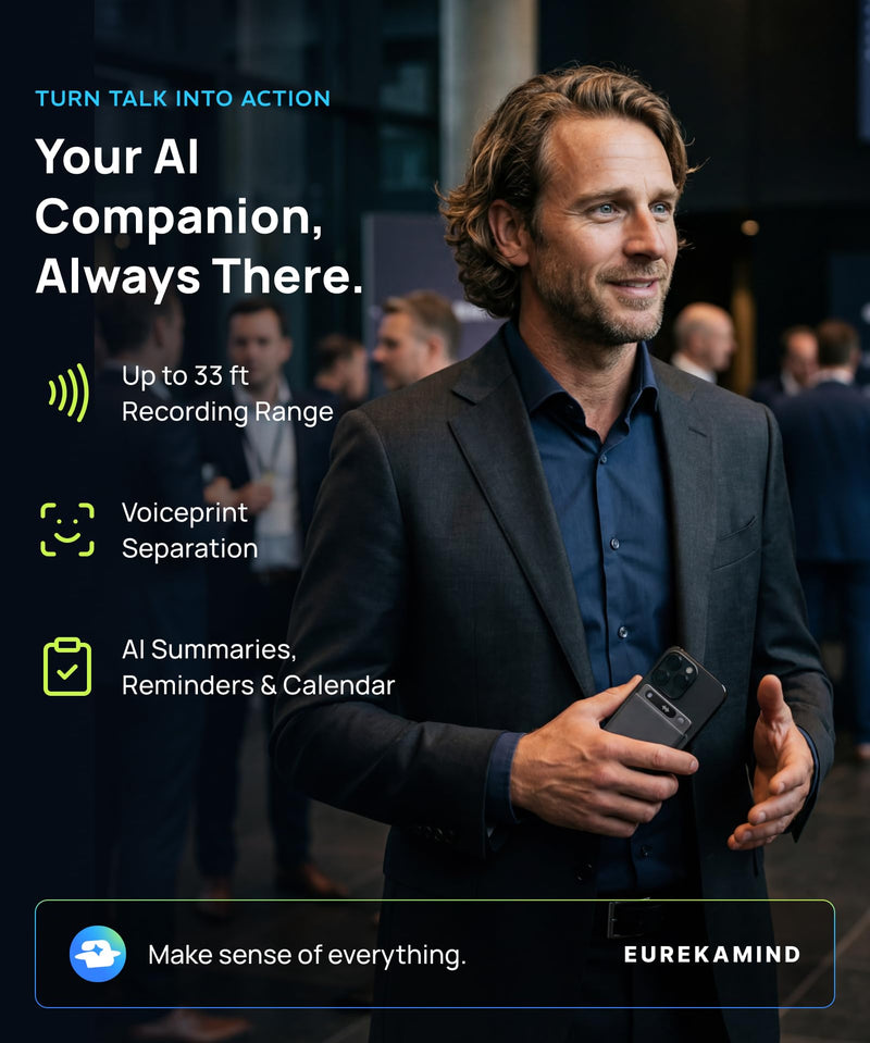 AI Voice Recorder with Transcription, AI Summary, Speaker ID, Noise Reduction, 64GB Memory, 138 Languages, App Control, for Meetings, Calls, Lectures, Interviews, Lite