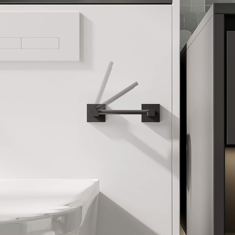Ruacq Toilet Paper Holder Matte Black Double Post Pivoting Square Tissue Holders Roll Holder Hangers Toilet Paper Modern Wall Mounted, Commercial Bathroom Toilet Paper Roll Holder
