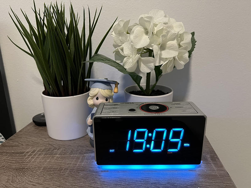 iTOMA Alarm Clock Radio with Bluetooth Speaker, FM Radio, Dual Alarm with Snooze, Large LED Display, Dimmer Control, USB Charging Output and Night Light CKS708