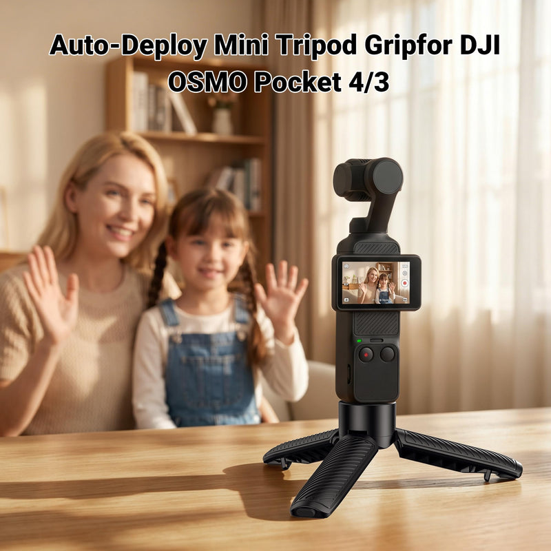 Mini Tripod&One-Touch Deploy Hand Grip for DJI Osmo Pocket 4/3. | Camera Tripod for Action 6/5 Pro/4/Nano,1/4"-20 Screw Mount for Insta360 for GoPro, DSLR Camera,Smartphone.