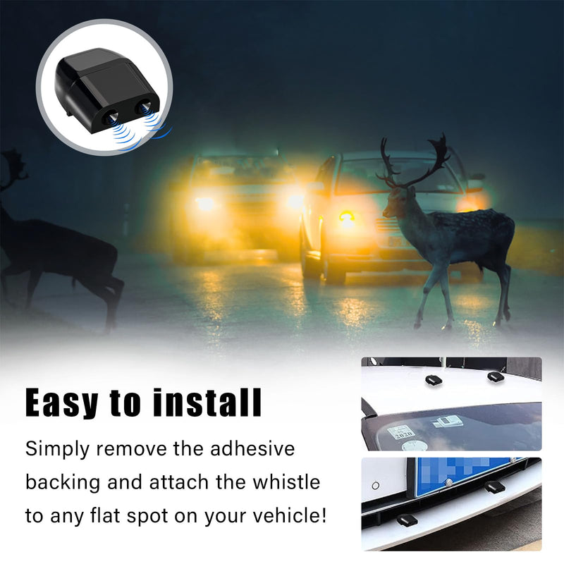 4 PCS Deer Whistles for Car, Auto Save a Deer Warning Device, Universal Deer Horn with Rubber Pads to Avoid Collision, Animal Alert Motorcycle Car Accessories (Black) Black 4 PCS