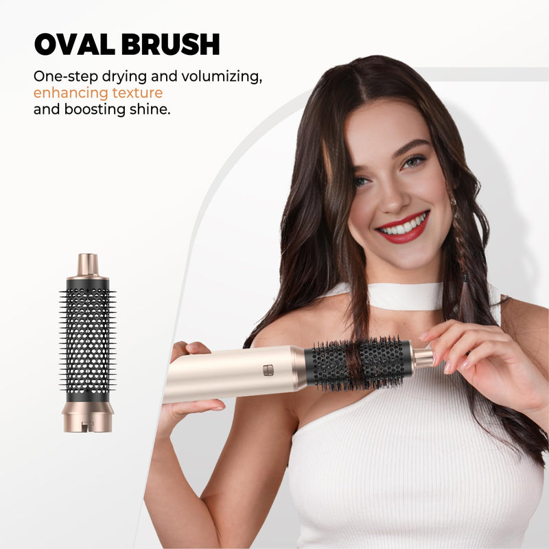 UKLISS Hair Styler 5 in 1 Airbrush 5 in 1 Airstyler Multi-Blow Dryer Brush | Air Brush 5 in 1 with Curl, Straighten, Wavy, Smooth, Magic Styler for All Hair Types and Lengths Gold