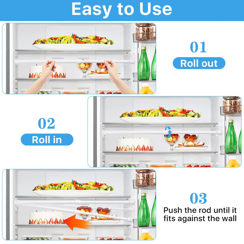 4 Set Double Rv Refrigerator Bars, Adjustable Spring Tension Fridge Rod Extendable to 9.8-16.7inch, Non-Slip Rv Refrigerator Accessories, Small Tension Rod for Holding Food Drinks in Place