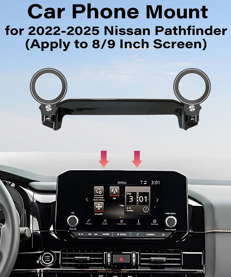 Car Phone Holder for Nissan Pathfinder 2022-2025 8"/9" Screen Accessories | MagSafe Strong Magnetic Clip-On Cell Phone Mount, Dual Slots Holders for Driver & Passenger, 360° Rotatable Hands-Free Holder for 2022-2025 Nissan Pathfinder(8/9 Inch Screen)