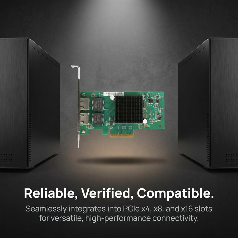 Dual Gigabit NIC with Intel I350 Chip, 1Gb Network Card Compare to Intel I350-T2 NIC, 2 Ports RJ45 Ports, PCI Express 2.1 X4, Ethernet Card with Low Profile for Windows/Windows Server/Linux