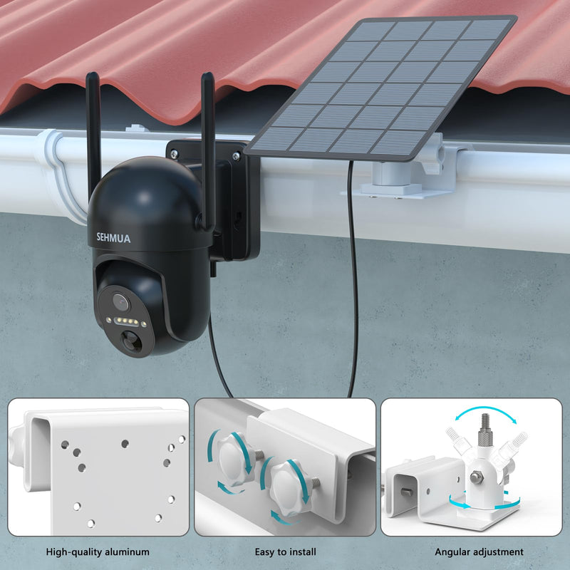 HOLACA Gutter Mount Bracket Kit Compatible with SEHMUA 2K Solar Security Cameras Wireless Outdoor (RBX-S40/S44/S45/SD22) and SEHMUA Solar Panel