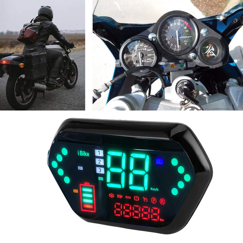 Keenso Motorcycle Speedometer, 48V/60V High-Definition LCD Display Universal Digital Tachometer Odometer Gauge