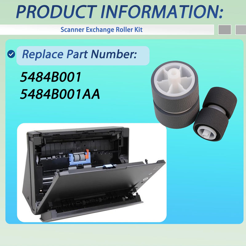5484B001 Scanner Exchange Roller Kit for Canon DR-C125 C225 | DR-C255 DR-C225II DR-C225W-1 Scanner Exchange Roller Kit Replace# 5484B001AA