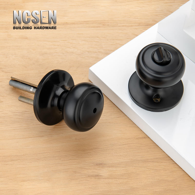2 Pack Matte Black Door Knobs,Interior Door Knob with Lock,Coastal Style Door knob for Privacy and Bedroom (Bath or Privacy) 2 Matt Black