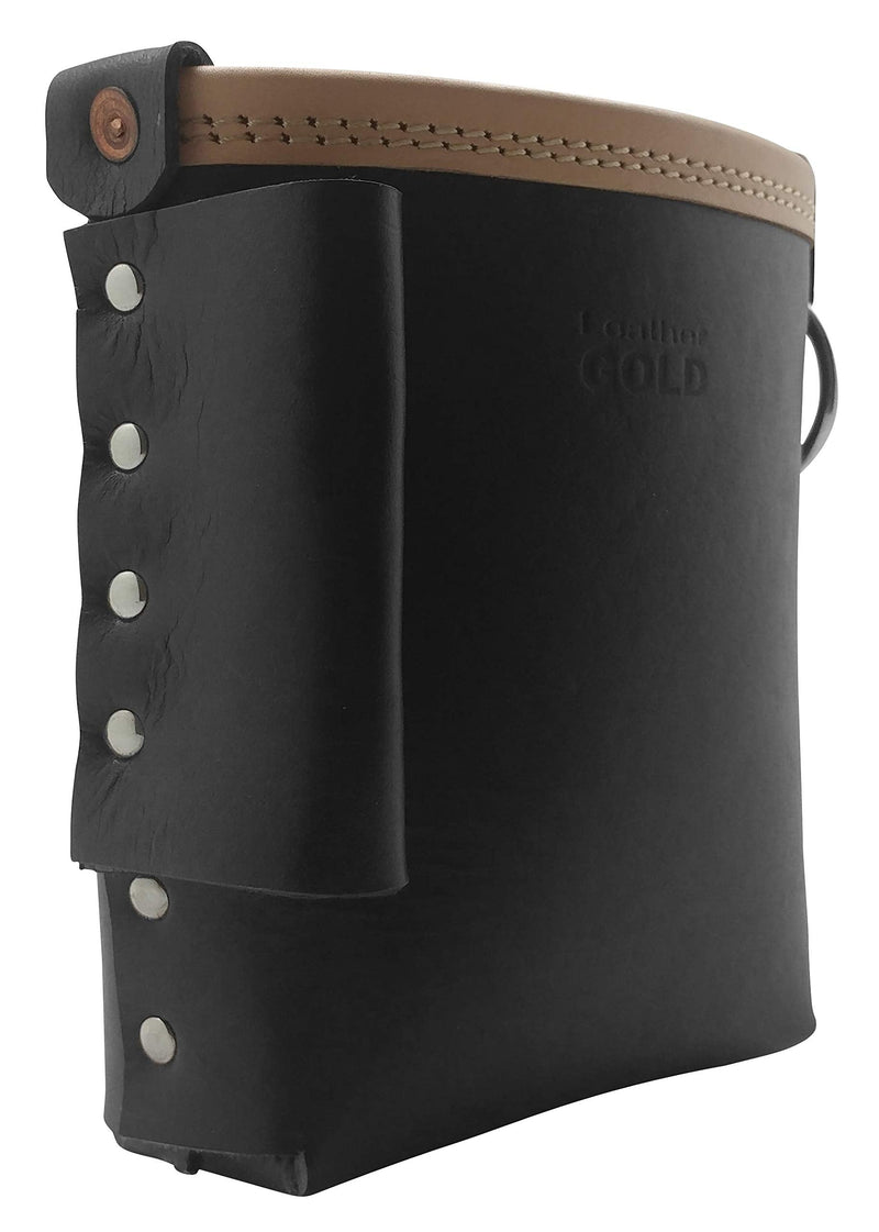 3850-BLK Bolt Bag with Spud Wrench Holder and Snap Holder | Ironworker Bolt Bag, Medium Size | Premium, Ultra Durable Buffalo Leather | Commercial Grade Sliding Tool Belt Accessory