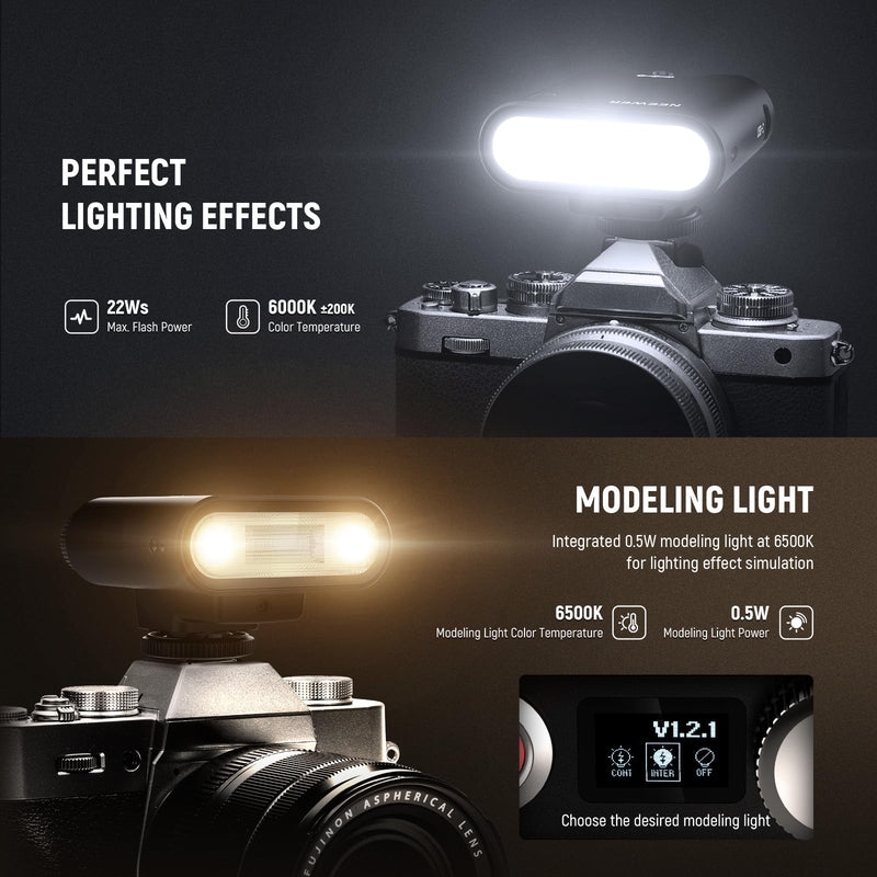 NEEWER Z160 Single Contact Camera Flash, 22Ws GN14 6000K Speedlite Light | Compatible with Canon Nikon Sony Fuji Olympus Camera, A/M Mode 1/1-1/128 Power, 1100mAh, 650 Full Power Flashes 1.5s Recycle