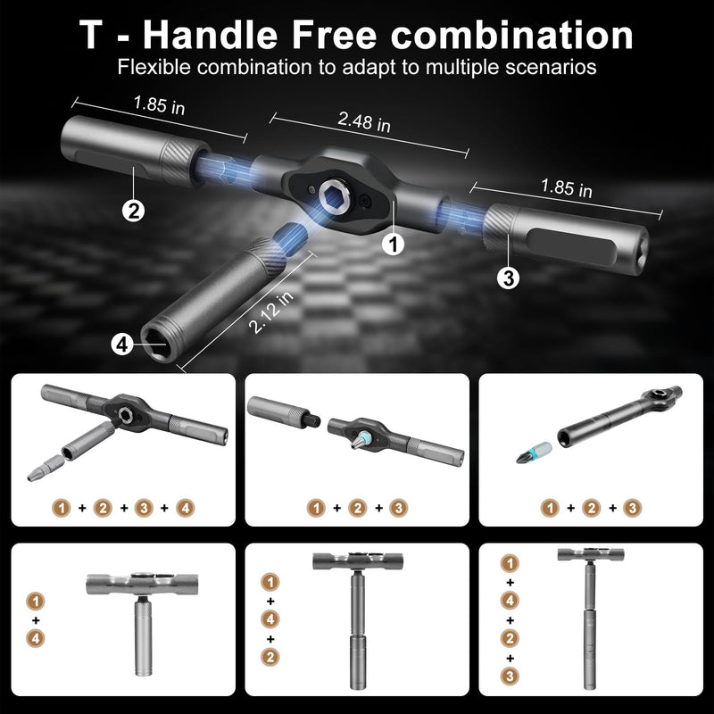 24 in 1 Magnetic Screwdriver Set, Ratchet Mini Screwdriver Set with Multi Bits, Portable Screwdriver Sets Detachable T Handle with Storage Case Repair Tool Kit for Furniture Computer Bicycle or DIY 24 In 1