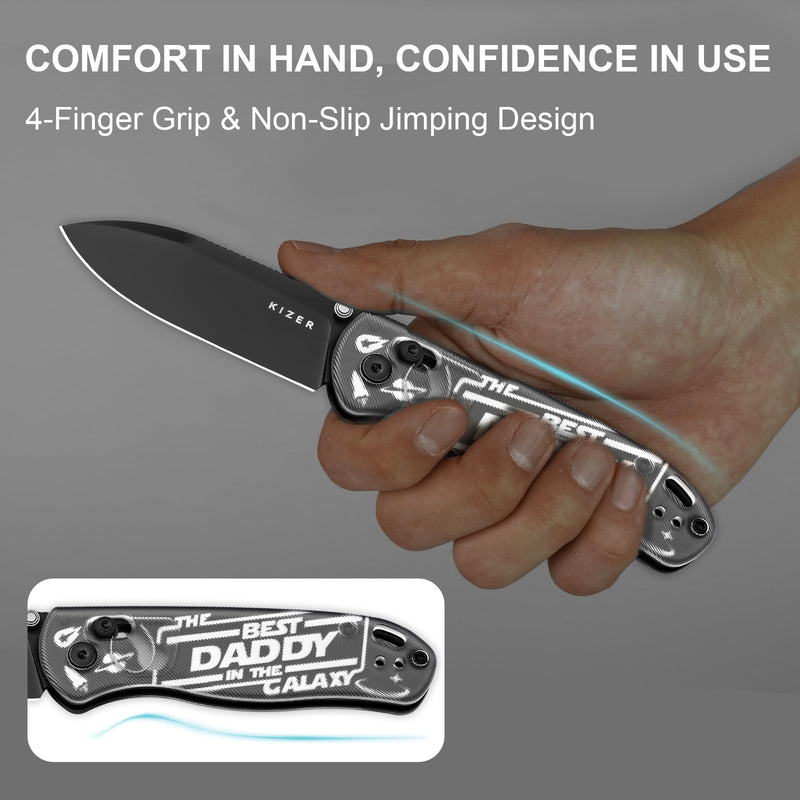 Kizer Drop Bear EDC Pocket Knife, 2.97” Nitro-V Blade Acrylic Handle Folding Knife with Thumb Stud Opener, Clutch Lock EDC Knives for Father Dad Gift V3619A11 Acrylic-11