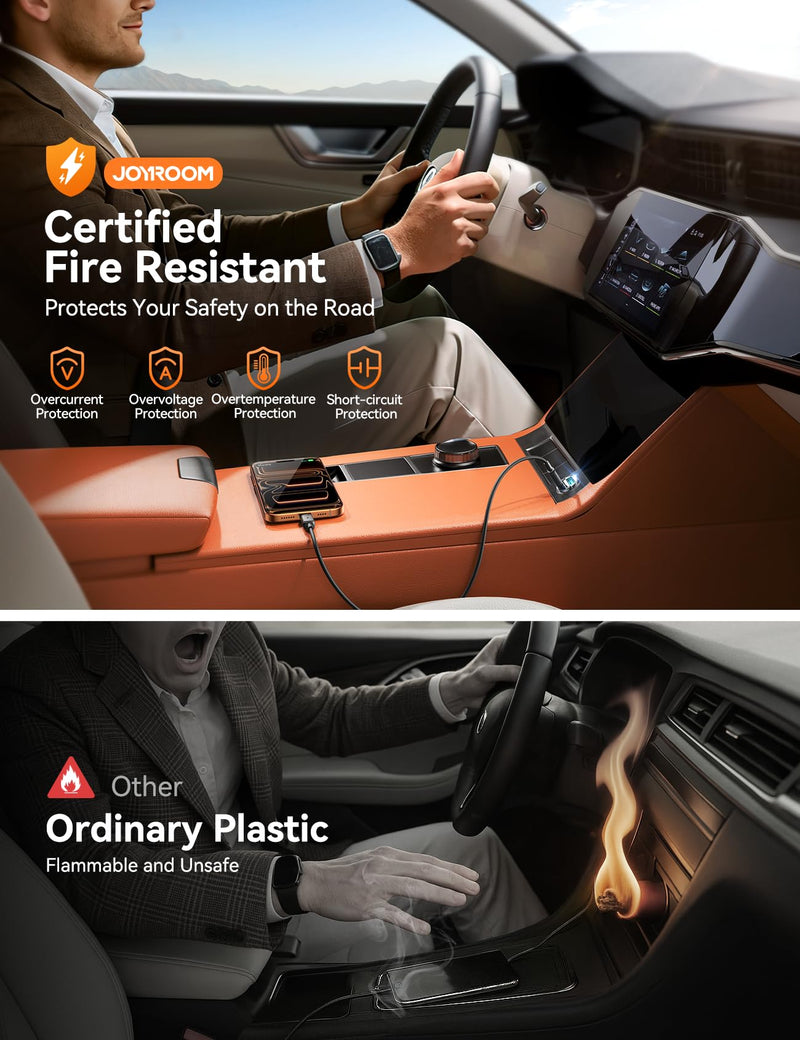 JOYROOM 2-Pack 125W USB-C Car Charger, 2-Port Cigarette Lighter USB Charger | Low Profile Flush Fit w/ Pull Ring, 65W PD USB-C + 60W QC USB-A, Dual-Port Fast Car Charger for iPhone, Galaxy, Pixel, iPad