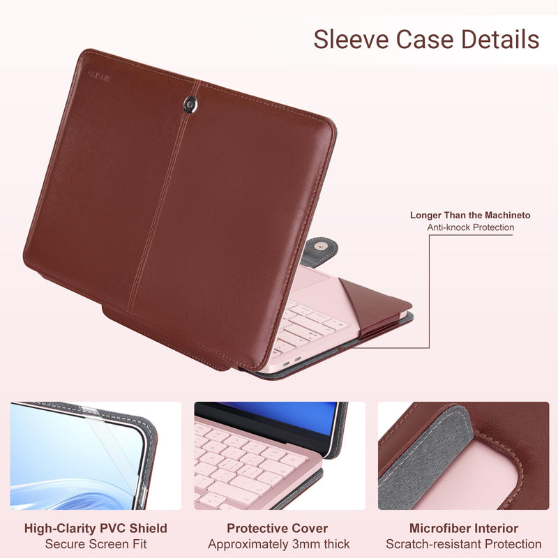 MOSISO PU Leather Hard Shell Case Compatible with MacBook Neo 13 inch 2026 | Release Model A3404 with A18 Pro Chip, Portfolio Protective Stand Cover, Laptop Protective Case for Workers, Brown