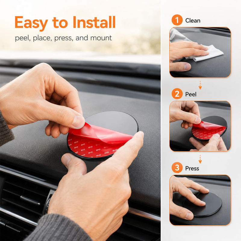 3Pcs Car Dashboard Pad Mounting Disk Set For Phone Holder,Dash Mount | 3.2" Dash Cam Adhesive Replacement,Dash Cam Sticky Pads FOR ,Gps Holder - Flexible & Heat-Resistant,For Flat & Curved Surfac