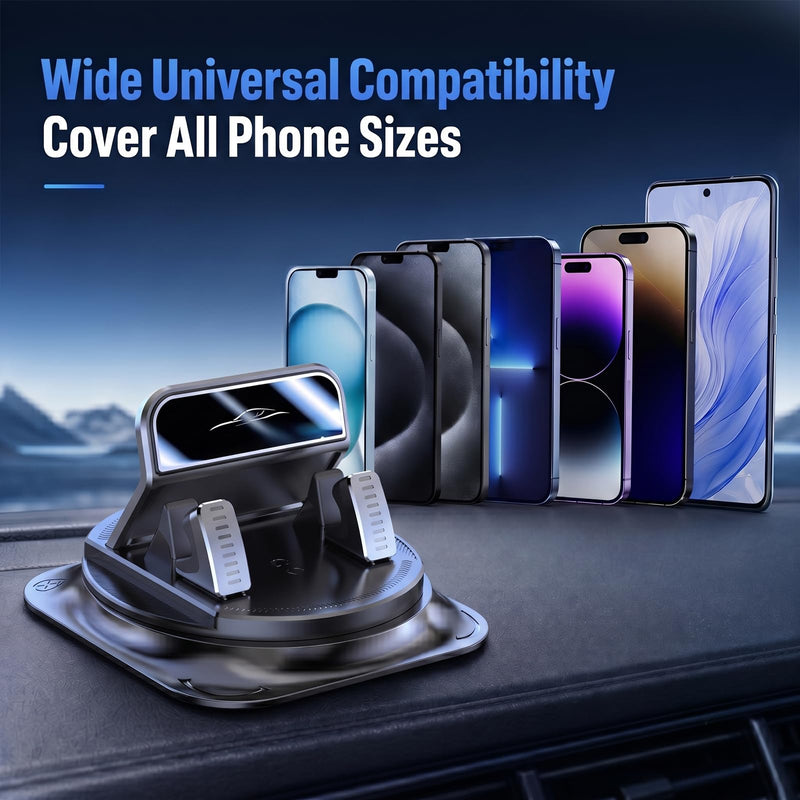 Car Dashboard Phone Holder, 360 Degree Rotatable Car Phone Holder, 2026 New Non-Slip Dashboard Cell Phone Holder,Universal Car Phone Mount Stand for Most Size Phones