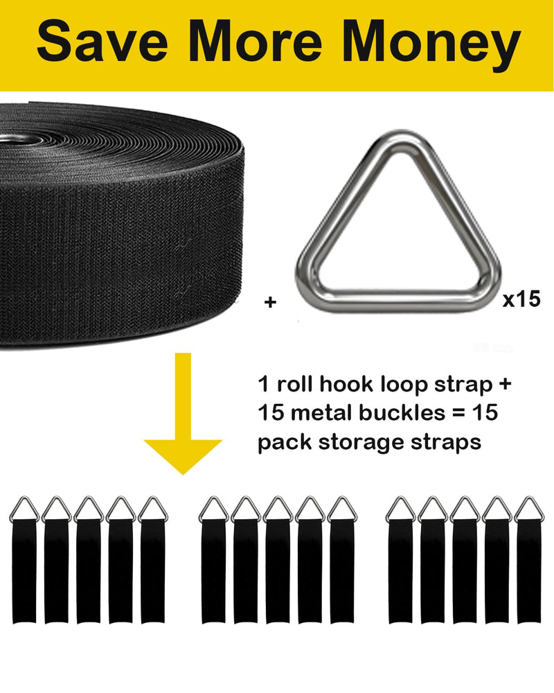 Extension Cord Holder Organizer, 2in x 16.4’ Cut to Length Heavy Duty Storage Straps with 15 Buckles, Garden Water Hose Garage Gadgets Hanger for Storage and Organization