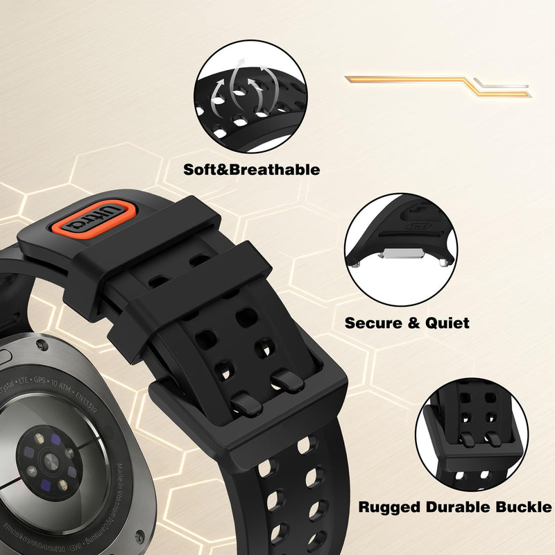 Bands Compatible with Samsung Galaxy Watch Ultra 2 (2026) | No Gap Breathable Waterproof Silicone Marine Sport Bands Strap for Galaxy Watch Ultra 2 /1 Band 2026/2025/2024 for Men Women Black