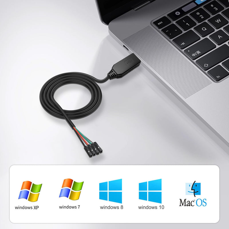 XMSJSIY USB to TTL Serial Cable USB Type-A FTDI to 4pin TTL UART Module Data Download Cable Serial Converter Adapter Compatible with Windows - 1M / 3.28FT